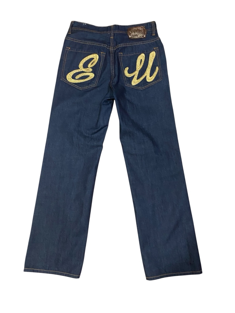 Vintage Ecko Unlimited Gold Script Embroidery Relaxed Fit Jeans Y2K Streetwear